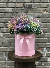 Цветочная композиция из Гипсофила и Розы в шляпной коробке #REPLACE_PRED# Гдове
