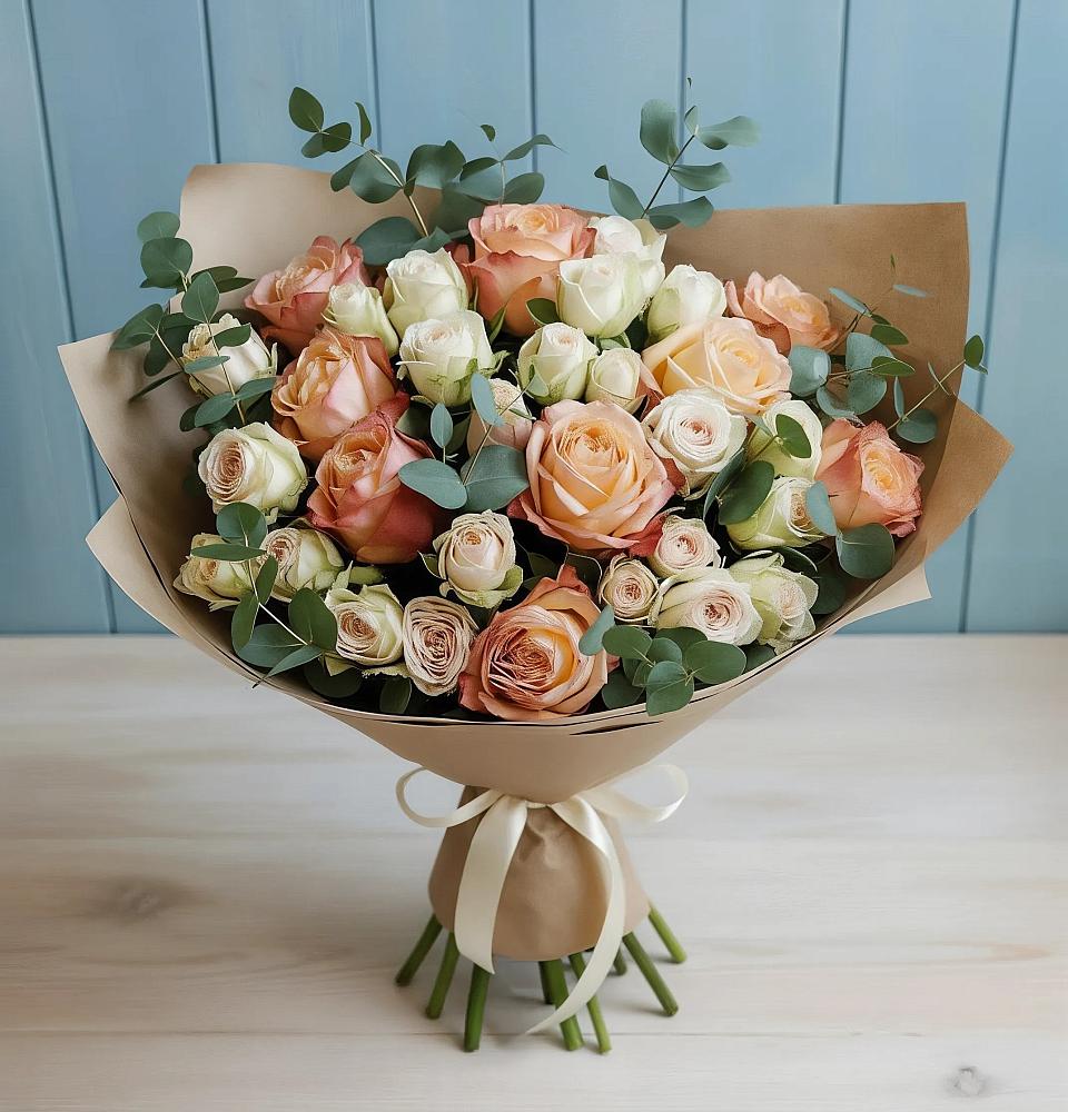 Букет цветов из: Альстромерии и Розы в Гдове