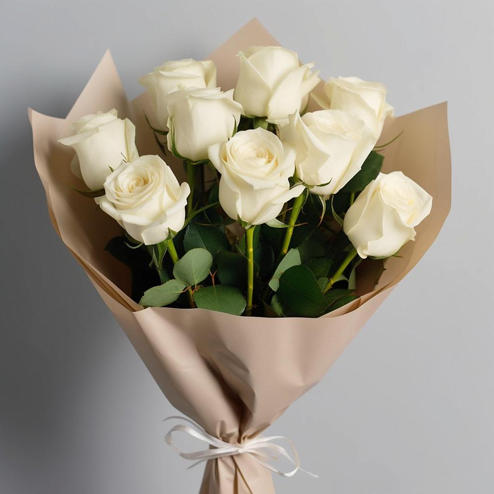 Букет 9 Белых роз Эдлесс Лав в Гдове