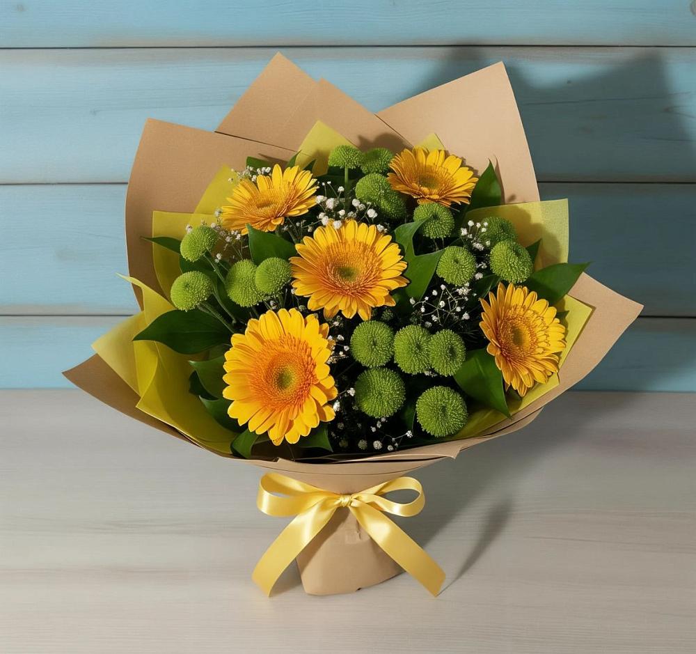 Букет цветов из: Герберы и Хризантемы в Гдове