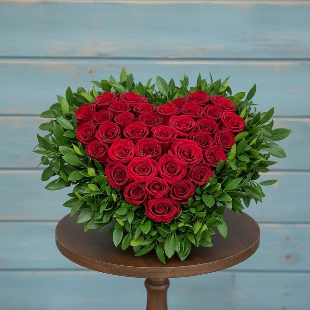 Цветочная композиция из Розы в виде сердца в Гдове