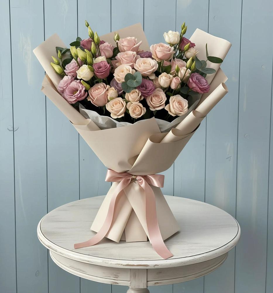 Букет цветов из: Розы и Лизиантусы в Гдове