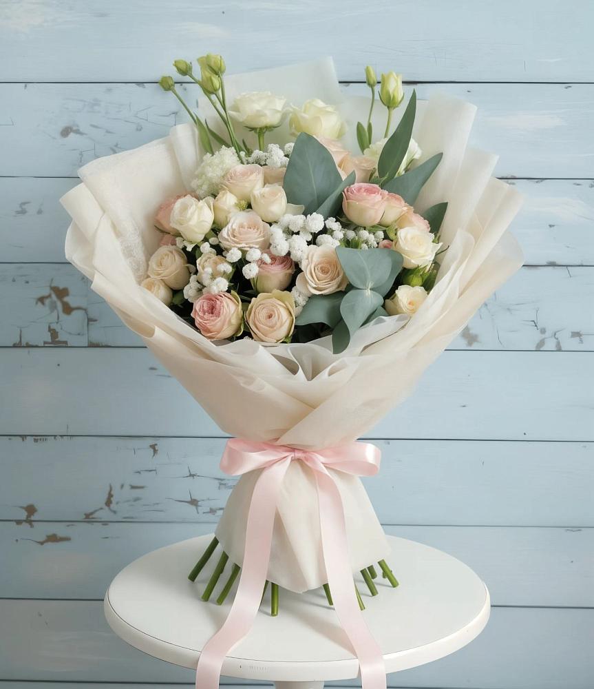 Букет цветов из: Розы и Лизиантусы в Гдове