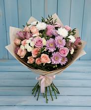 Букет цветов из:  Хризантемы, Розы и Альстромерии #REPLACE_PRED# Гдове