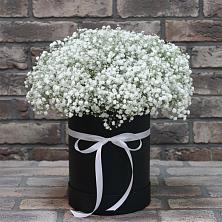 Цветочная композиция из Гипсофила в шляпной коробке в Гдове